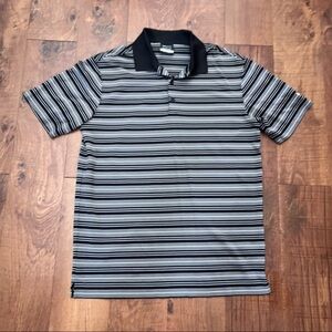 Men Nike short sleeve shirt golf polo drifit black white striped Sz medium